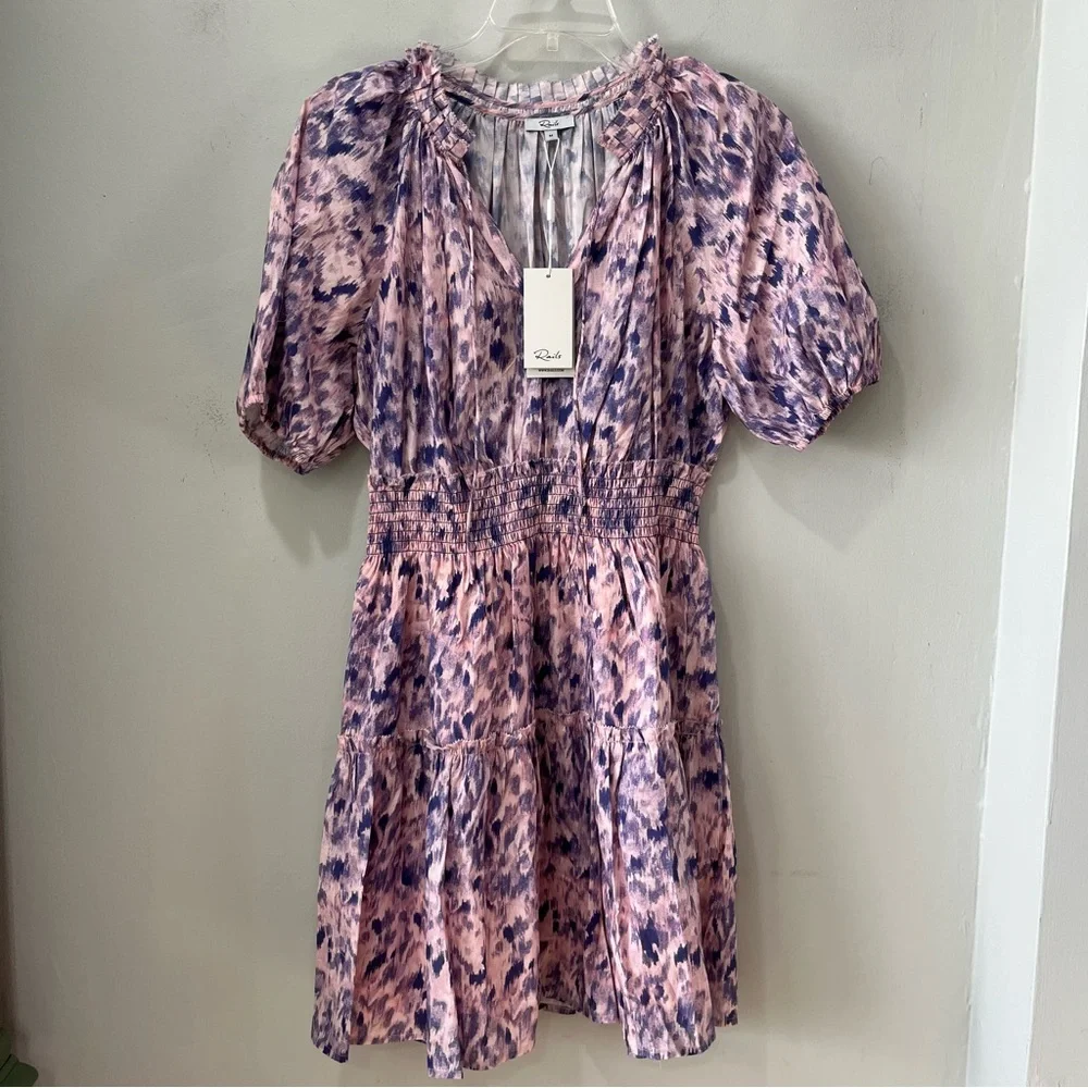 NEW $238 Rails Fiorella Cotton Ikat-Inspired Mini dress Medium Pink Geometric - Picture 5 of 14
